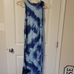 SHEIN Blue Ombre Sundress, Sleeveless And Midi Length